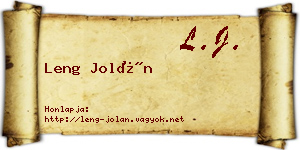 Leng Jolán névjegykártya